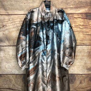 Taakk Mens Large Marble Trench Coat Long Oversized